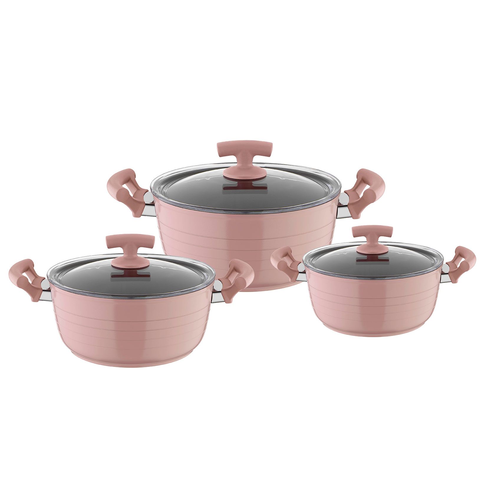 kadoland-neva Rose Chocolate Sweet Maxi 6 Parça Granit Tencere Seti - N2545